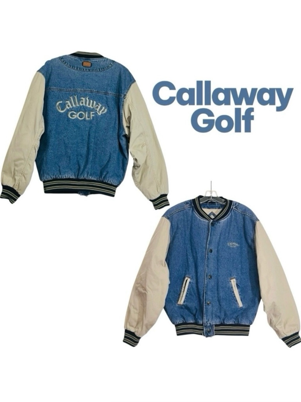 Callaway Golf RARE Vtg 90s Gear For Sports Denim Quilt S Jacket Team Callaway